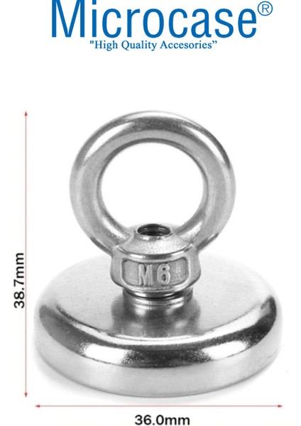 Süper Güçlü 36MM Neodyum Kurtarma Mıknatısı Yuvarlak Vidalı Pot Magnet - D36