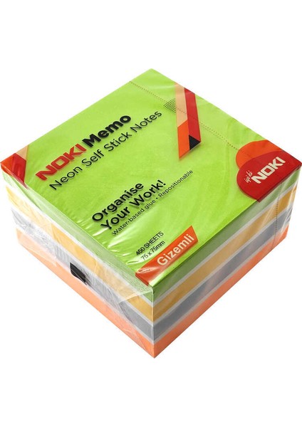 Memo 75X75 Neon Gizemli Yapışkanlı Küp Blok Not
