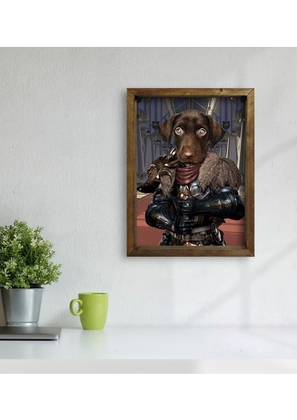 Evcil Dostlara Özel Şövalye Tasarımlı Portre Doğal Masif Ahşap Çerçeveli Tablo 30X40CM-1 modelleri