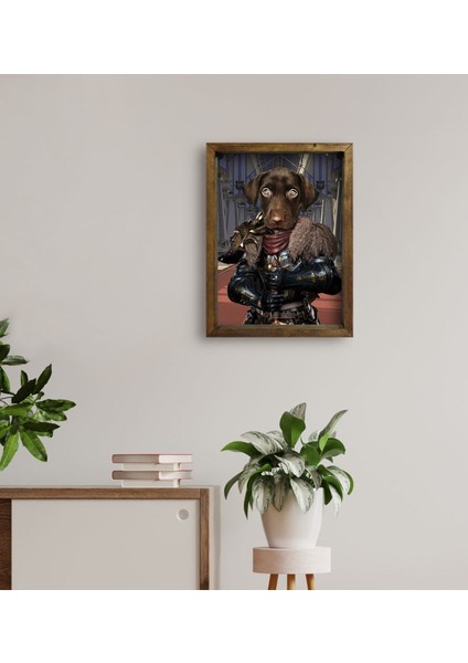 Evcil Dostlara Özel Şövalye Tasarımlı Portre Doğal Masif Ahşap Çerçeveli Tablo 30X40CM-1 fırsatları