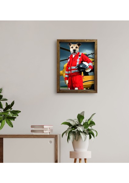 Evcil Dostlara Özel Ambulans Paramedik Tasarımlı Portre Doğal Masif Ahşap Çerçeveli Tablo 30X40CM-1 fırsatları