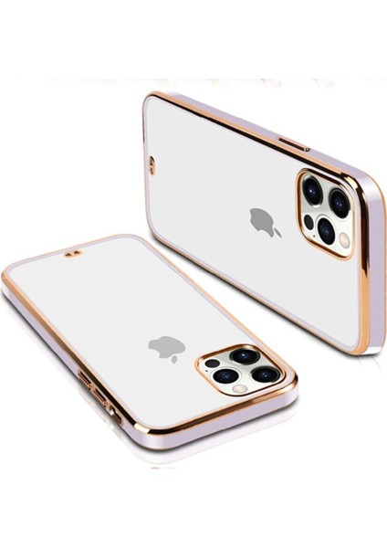 iPhone 13 Gold - Lila Çerçeveli Şeffaf Kılıf