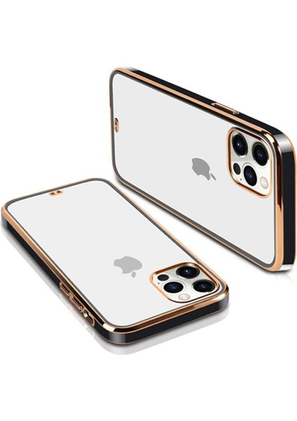 iPhone 13 Gold - Siyah Çerçeveli Şeffaf Kılıf