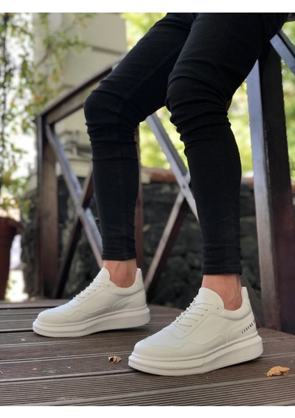 ER0238 Erb Yüksek Taban Beyaz Bağcıklı Erkek Ayakkabı