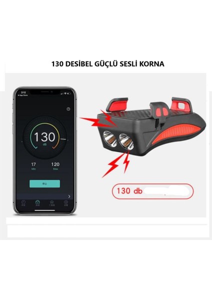 Hsgl Bisiklet Ön Far 130 Dsb Korna Güç Kaynağı Telefon Tutucu