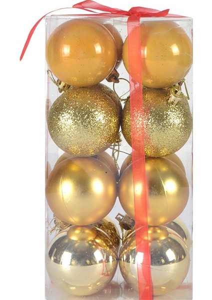 Yılbaşı Top Ağaç Süsü Altın 6cm 16'lı