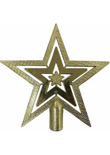 1 Adet Gold (Altın) Renginde Yıldız Yılbaşı Ağacı Tepesi Süsü