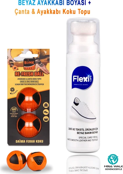 Flexi Care Spor Beyaz Deri ve Kumaş Ayakkabı Boyası 75 Ml. + Ayakkabı & Çanta Koku Topu(Blinksport)