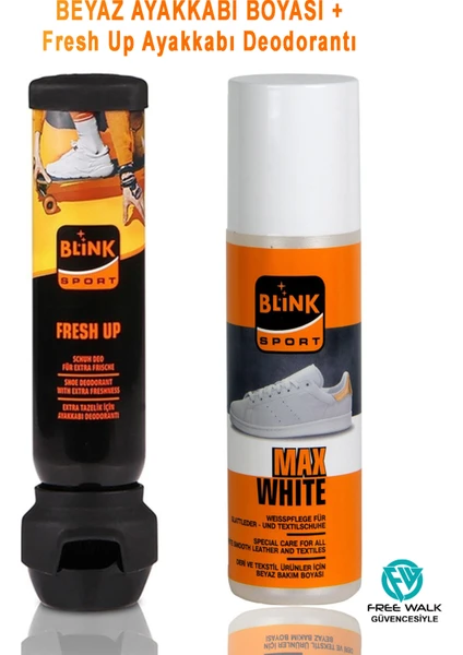 Blink Sport Beyaz Renkli Spor, Deri ve Kumaş Ayakkabı Boyası 75 ml + Fresh Up Ayakkabı Deodorantı 100 ml