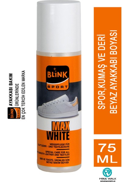 Blink Sport Beyaz Renkli Spor, Deri ve Kumaş Ayakkabı Boyası 75 ml + Fresh Up Ayakkabı Deodorantı 100 ml