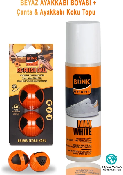 Blink Sport Beyaz Renkli Spor, Deri ve Kumaş Ayakkabı Boyası 75 ml + Ayakkabı & Çanta Koku Topu