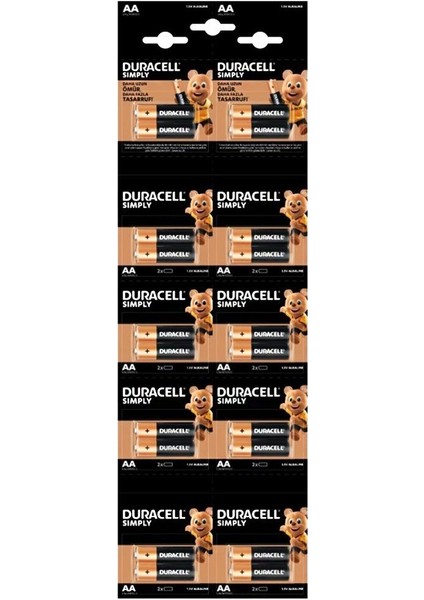 Duracell 20'li Kartela 1.5 V Alkalin Aa Kalem Pil