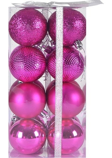 Yılbaşı Top Ağaç Süsü Fuşya 6cm 16'lı
