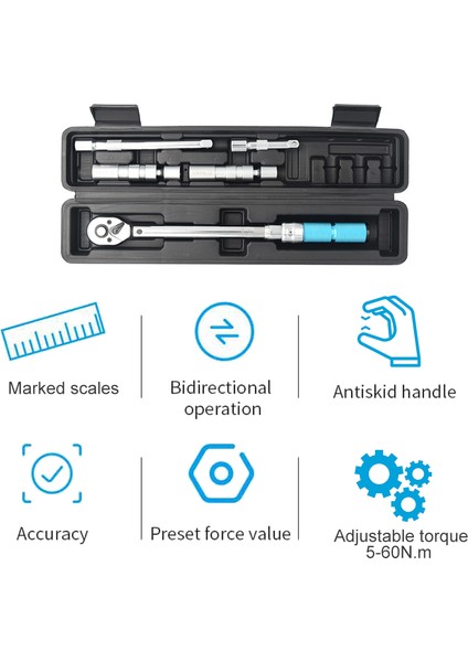 5 Adet 3/8 Inç Sürücü Klik Tork Anahtarı Kiti, Saklama (Yurt Dışından)