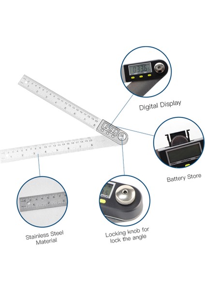 Çok Fonksiyonlu Dijital LCD Ekran Açı Cetveli 360 ° (Yurt Dışından)