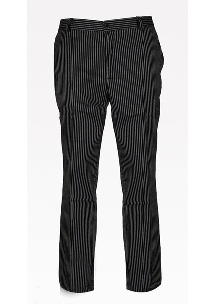 Siyaha Beyaz Çizgili Unisex 208 Belden Lastikli Chef Aşçı Pantolonu