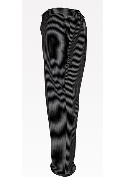 Siyaha Beyaz Çizgili Unisex 208 Belden Lastikli Chef Aşçı Pantolonu fiyatları