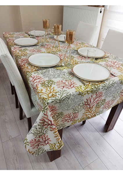 Sıvı Geçirmez Dertsiz Masa Örtüsü Pembe Mercan Pattern