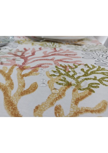Sıvı Geçirmez Dertsiz Masa Örtüsü Pembe Mercan Pattern