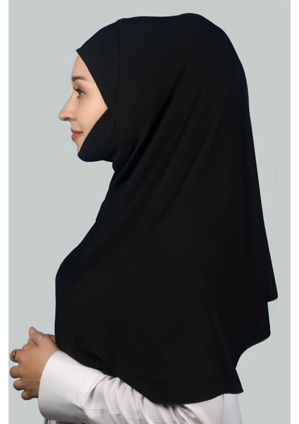 Hazır Türban Peçeli Pratik Eşarp Tesettür Nikaplı Hijab - Namaz Örtüsü Sufle (Xl) - Siyah