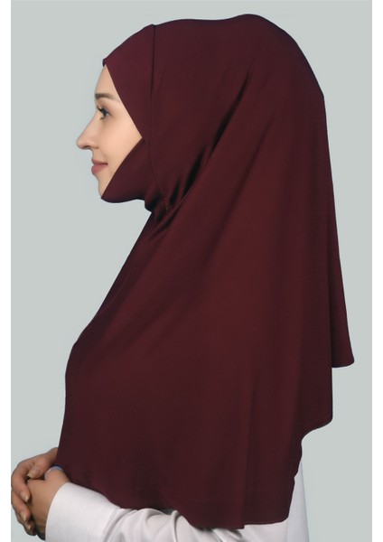 Hazır Türban Peçeli Pratik Eşarp Tesettür Nikaplı Hijab - Namaz Örtüsü Sufle (Xl) - Bordo