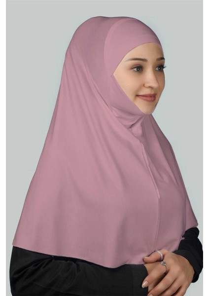 Hazır Türban Peçeli Pratik Eşarp Tesettür Nikaplı Hijab - Namaz Örtüsü Sufle (Xl) - Koyu Pembe