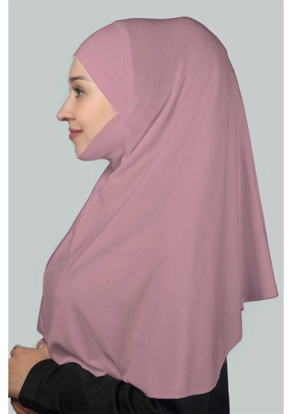 Hazır Türban Peçeli Pratik Eşarp Tesettür Nikaplı Hijab - Namaz Örtüsü Sufle (Xl) - Koyu Pembe