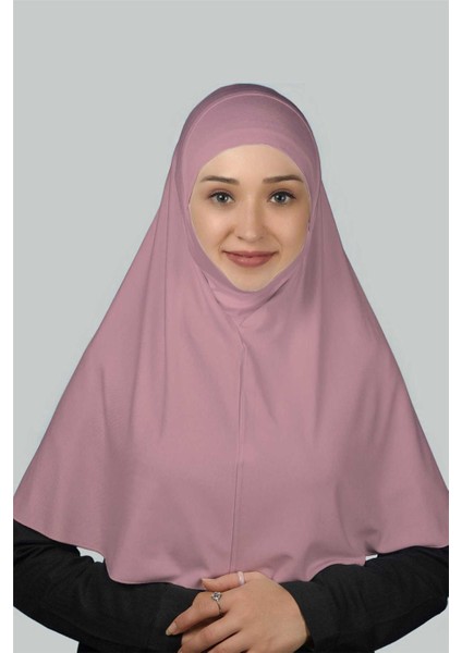 Hazır Türban Peçeli Pratik Eşarp Tesettür Nikaplı Hijab - Namaz Örtüsü Sufle (Xl) - Koyu Pembe