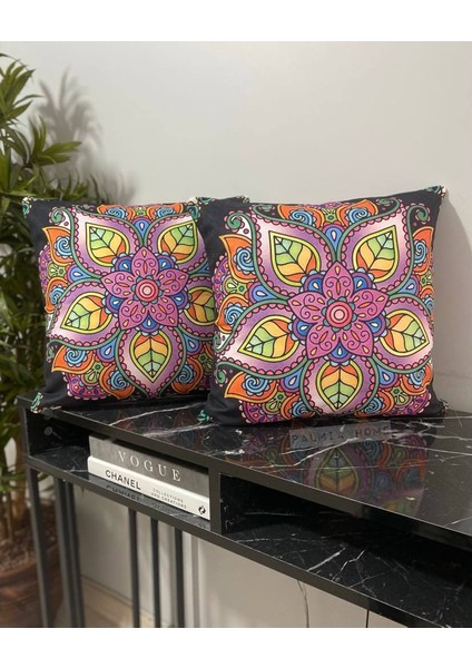 Etnik Desenli Dekoratif 2'li Kırlent Kılıfı Seti