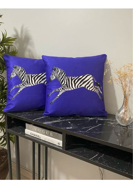 Zebra Desenli Dekoratif 2'li Kırlent Kılıfı Seti