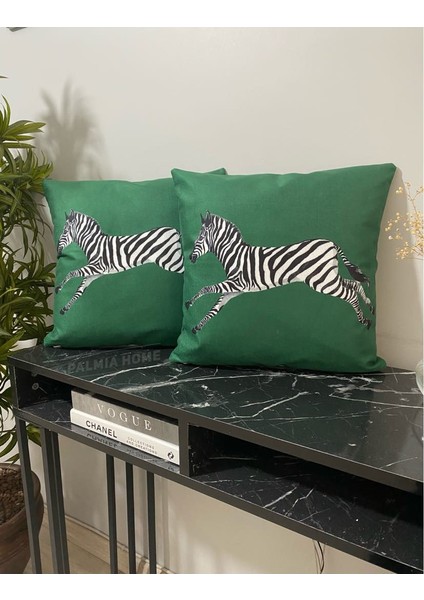 Zebra Desenli Dekoratif 2'li Kırlent Kılıfı Seti