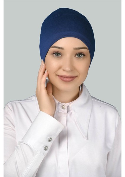 Hazır Pratik Geçmeli Uzun Boru Tesettür Bonesi - Açık Kot