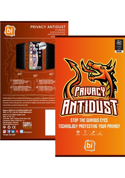 Privacy Antidust Apple iPhone X/xs Ekran Koruyucu