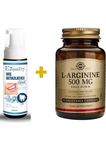 E2'Quality Diş Beyazlatıcı Köpük + Solgar L-Arginine 500 Mg 50 Tablet