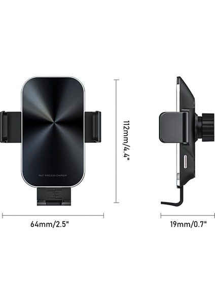 Kablosuz Hızlı Şarj Cihazı Araç Montaj Telefon Tutucu Kolay Kelepçe Eller Serbest Qi Şarj (Yurt Dışından)