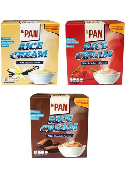 Dr Pan 3'Lü Rice Cream Set Çikolata Vanilya Çilek 400 Gr 3 Adet