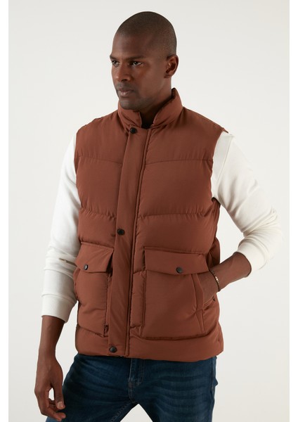 Slim Fit Cepli Dik Yaka Şişme Yelek Erkek Yelek 5711455