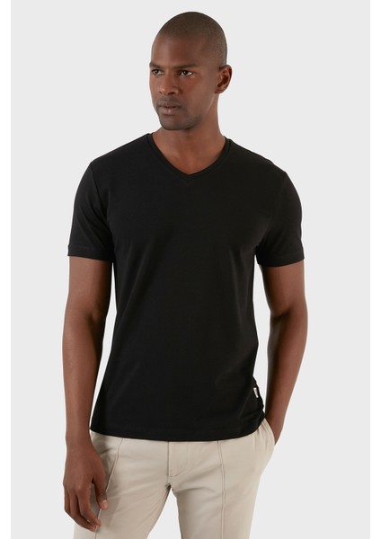 Pamuklu Regular Fit V Yaka Basic T Shirt Erkek T Shirt EXXEMODJ000V fırsatları