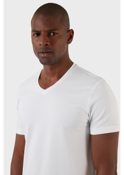 Pamuklu Regular Fit V Yaka Basic T Shirt Erkek T Shirt EXXEMODJ000V fırsatları
