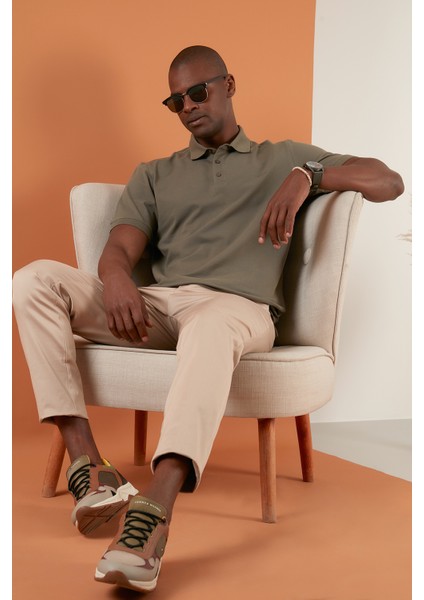 Pamuklu Regular Fit Düğmeli Polo T Shirt Erkek T Shirt EX661D