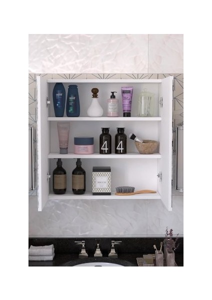 2 Kapaklı Aynalı Banyo Dolabı Çok Amaçlı Dolap indirimleri