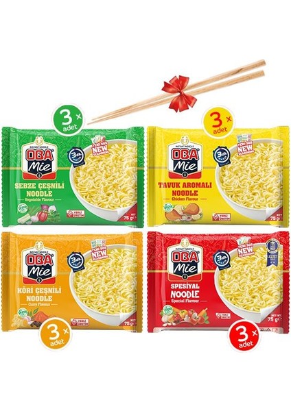 Mie Karma Çeşnili Noodle 12'li