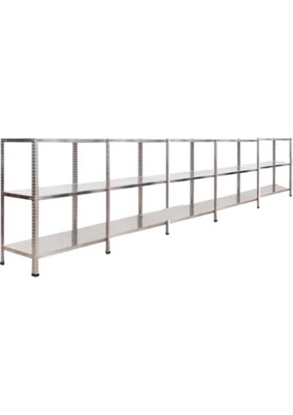 Galvanizraf® 3 Katlı 5 Li Bitişik Galvaniz Çelik Raf Arşiv Rafı Depo Rafı Kiler Rafı 31X60X100