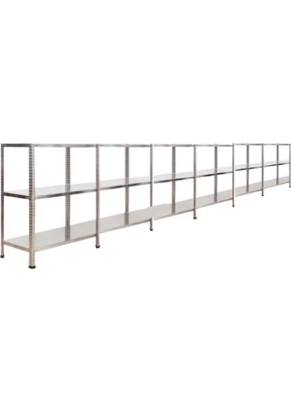 Galvanizraf® 3 Katlı 6 Lı Bitişik Galvaniz Çelik Raf Arşiv Rafı Depo Rafı Kiler Rafı 31X60X100