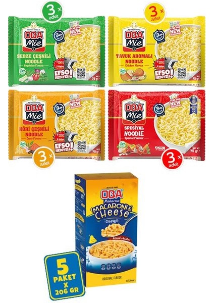 5’li Macaroni And Cheese (Mac & Cheese) + 12’li Obamie Karma Noodle Paket