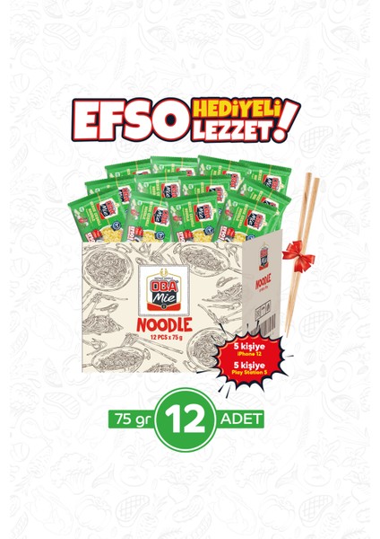 Sebze Çeşnili Hazır Noodle 12'li