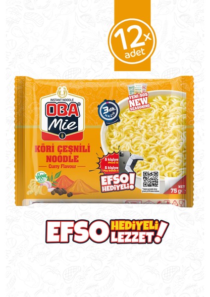 Köri Çeşnili Hazır Noodle 12'li
