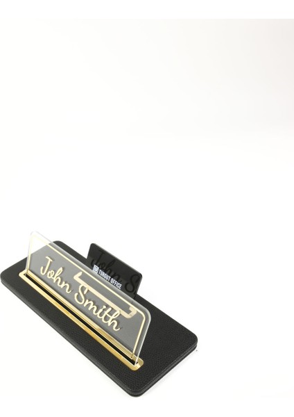 Deri Masa Isimliği Siyah Gold Detaylı - Isimlik ve Kartvizitlik
