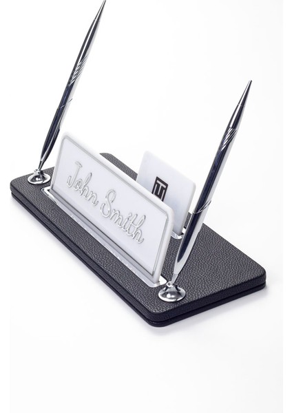 Iki Kalemli Deri Masa Isimliği Siyah Krom Detaylı fiyatları