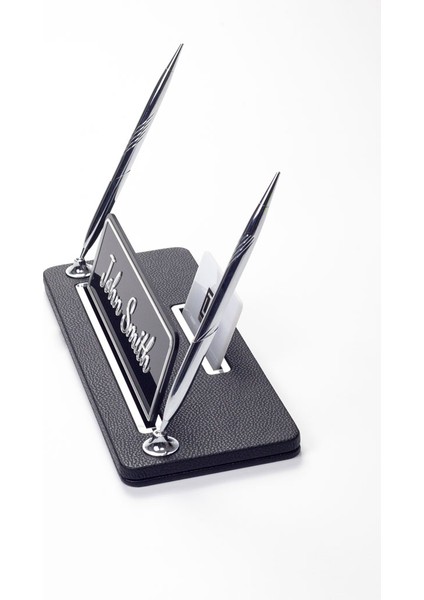 Iki Kalemli Deri Masa Isimliği Siyah Krom Detaylı fırsatları